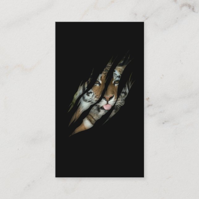 Cartão De Visita Engraçado Tiger Face Torn Claw Selvagem Safari Ani (Frente)