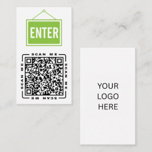 Cartão De Visita Entrar Modelo de QR code e logotipo personalizáv