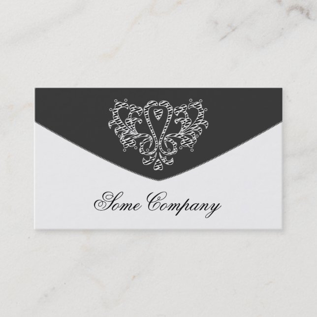 Cartão De Visita Envelope Damask Preto E Branco (Frente)