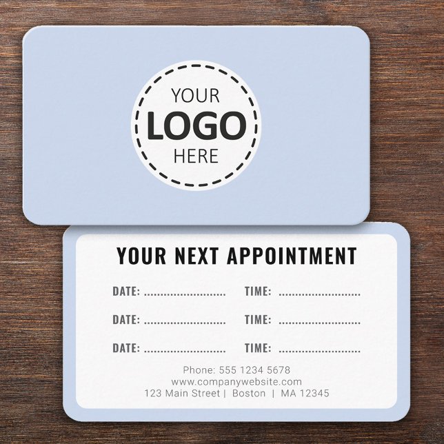 Cartão De Visita Envio de Logo Moderno Simples Compromisso Azul Beb (Criador carregado)