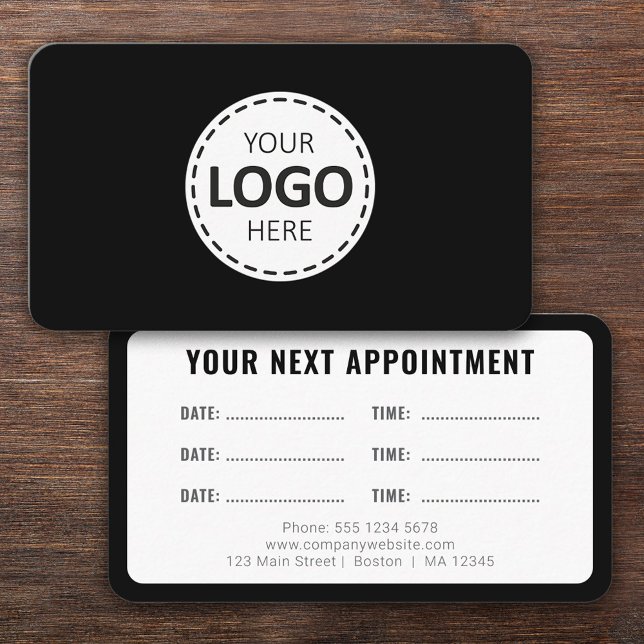 Cartão De Visita Envio de Logo Moderno Simples Compromisso Preto (Criador carregado)
