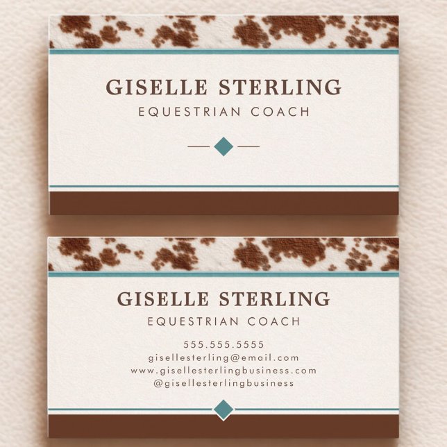 Cartão De Visita Equestrian Coach Rustic Cowhide Western (Criador carregado)