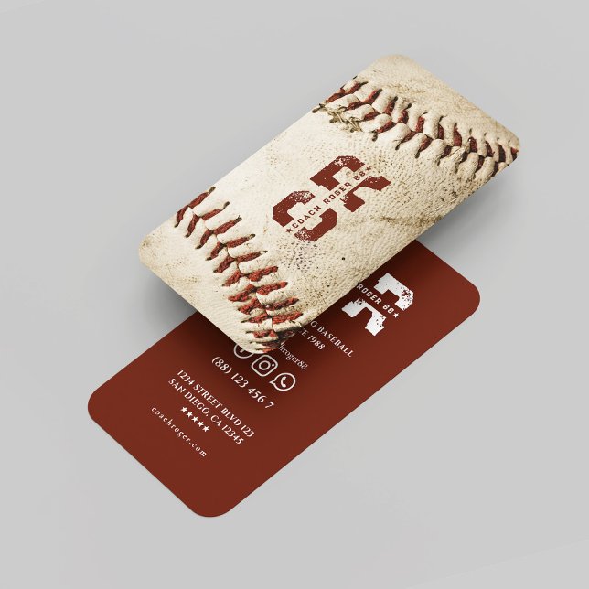 Cartão De Visita Equipe Russa de Baseball Coach Monograma Equipe de (Rustic Baseball Coach Monogram Baseball Team Business Card
)