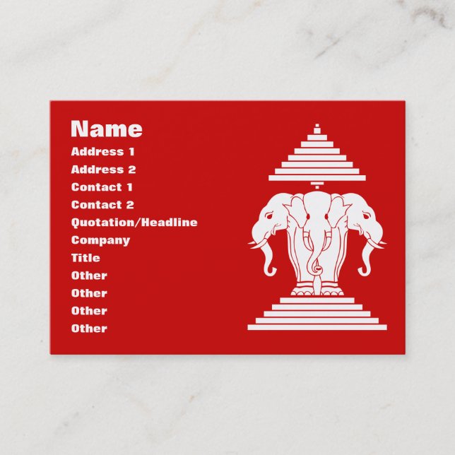 Cartão De Visita Erawan Three Headed Elephant Lao / Laos Flag (Frente)