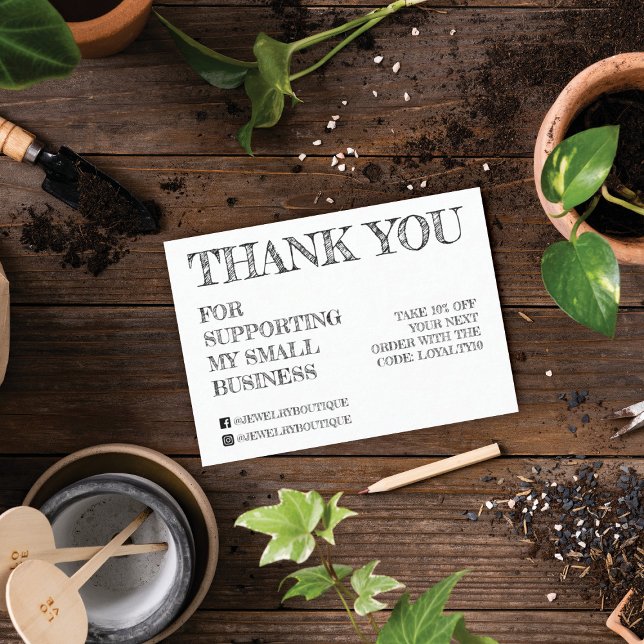 Cartão De Visita Esboço branco simples do cliente Obrigado (Criador carregado)