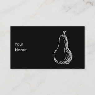 Cartão De Visita Esboço da pera. Linha ilustração no cinza