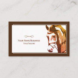 Cartão De Visita Esboço de Cavalo e Bit de Snaffle em Castanho