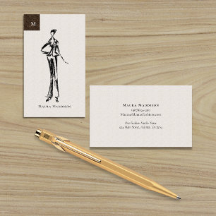 Cartão De Visita Esboço de Modelo de Designer de Moda Moderna