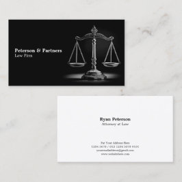 Cartão De Visita Escala de Justiça Preta e Branca em Preto