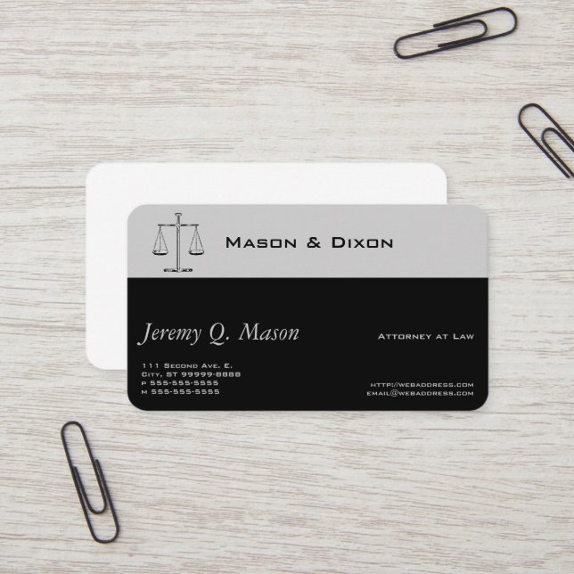 Cartão De Visita Escala Mecânica Clássica de Justiça Design (Frente/Verso In Situ)