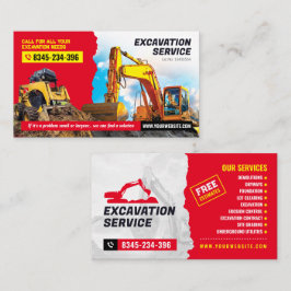 Cartão De Visita Escavação, popa, limpeza de terras, Trator, Bush