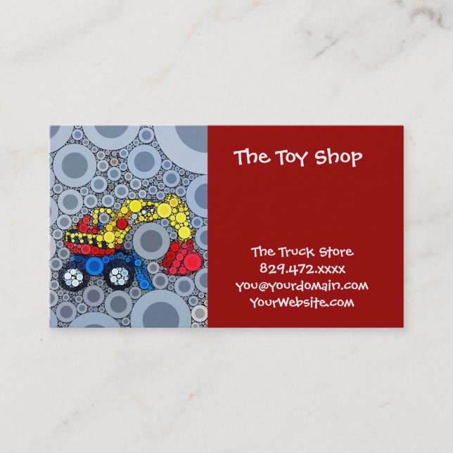 Cartão De Visita Escavador de Caminhão para Construção de Crianças  (Frente)