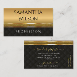 Cartão De Visita Esclarecida moderna de luxo, Dourada Stripe
