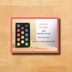 Cartão De Visita Escola de Arte Vermelha Laranja Tutor Educador