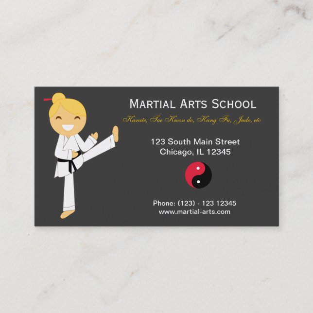 Cartão De Visita Escola de Artes Marciais (Frente)