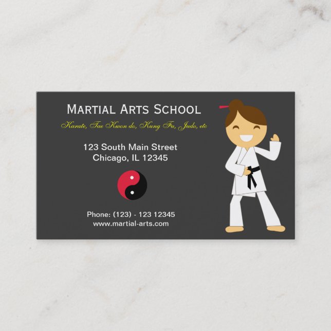 Cartão De Visita Escola de Artes Marciais (Frente)