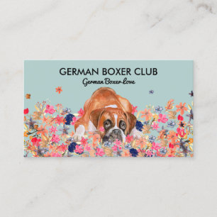 Cartão De Visita Escola de Obediência Canina Boxer Verde Aquarela C