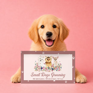 Cartão De Visita Escola de Obediência Canina Cachorro Rosa Aulas pa