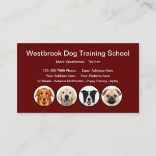 Cartão De Visita Escola Profissional de Treinamento de Cães