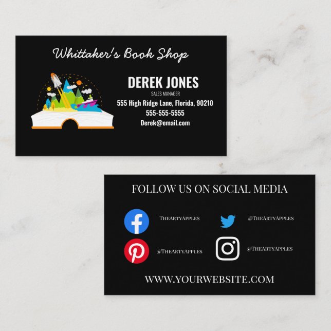 Cartão De Visita escrevendo de pesquisa de biblioteca de compro de  (Frente/Verso)