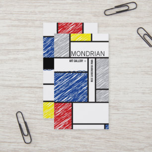 Cartão De Visita Escribulhas Simples de Arte Moderna Mondrian