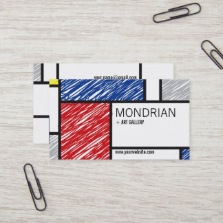 Cartão De Visita Escribulhas Simples de Arte Moderna Mondrian