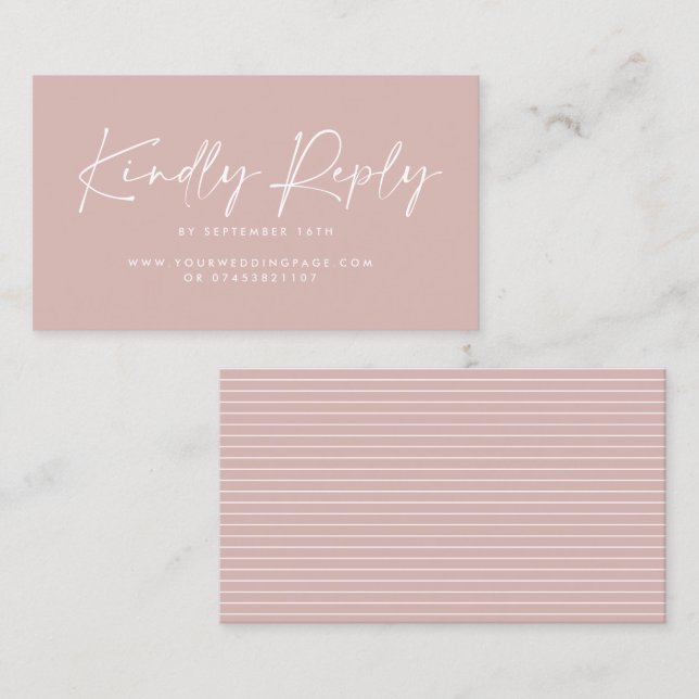 Cartão De Visita Escrita caseira moderna pincel pink elegante respo (Frente/Verso)