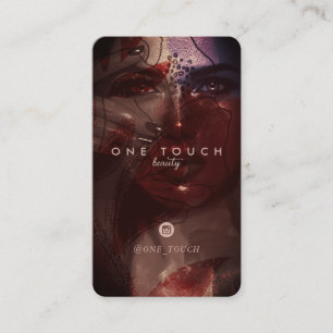 Cartão De Visita Escrita de beleza com retrato único da mulher boêm