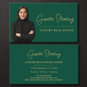 Cartão De Visita Escrito Dourado do Luxury Real Estate Emerald Gree