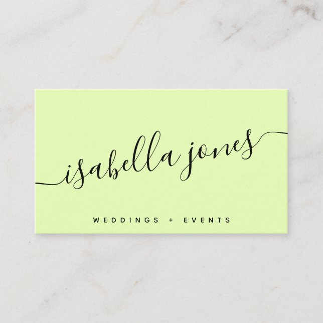 Cartão De Visita Escrito profissional luxo amarelo-claro minimalist (Frente)
