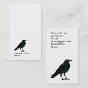 Cartão De Visita Escritor Corvo Preto Minimalista