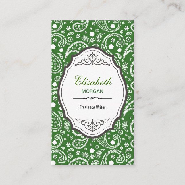 Cartão De Visita Escritor de Freelance - Padrão de Paisley Retroati (Frente)