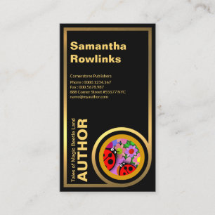 Cartão De Visita Escritor Dourado curvado elegante especial da