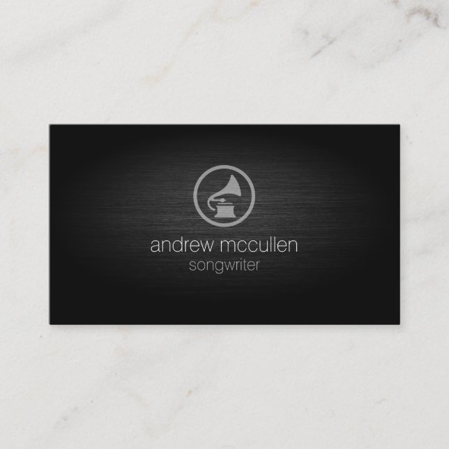 Cartão De Visita Escritor Gramofone Ícone Esmagado Músico de Metal (Frente)