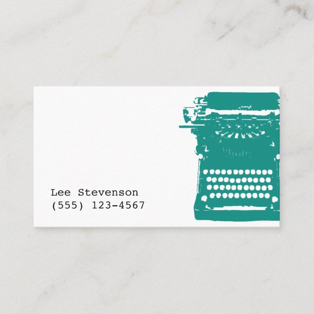 Cartão De Visita Escritor Teal Vintage (Frente)