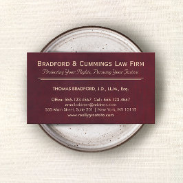 Cartão De Visita Escritório de Lei do Advogado Vermelho Burgundy