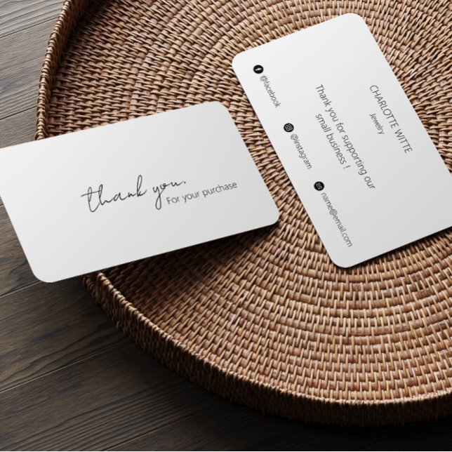 Cartão De Visita Escritório Elegante De Caligrafia Obrigado Por Sua (Elegant Calligraphy Scrip Thank You For Your Order Business Card)