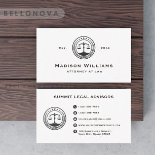 Cartão De Visita Escritório Personalizado De Lei De Monograma Branc
