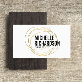 Cartão De Visita Escrivatura Dourada com design abstrato de texto e