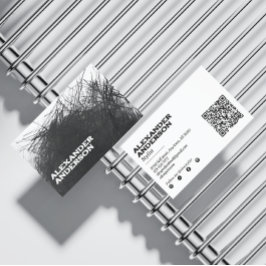 Cartão De Visita Escrivável de carvão preto mínimo moderno