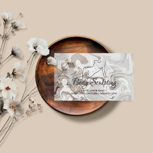 Cartão De Visita Escultura corporal cinza mulher spa de contorno
