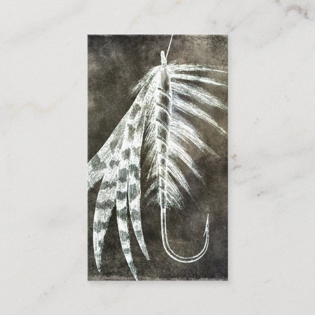 Cartão De Visita Escuro De Pesca - Gancho De Peixe De Pesca De Voo (Frente)