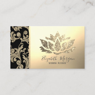 Cartão De Visita Esfregões Dourados Modernos Elegantes, Lotus