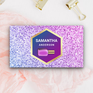 Cartão De Visita Esmalte Dourado Brilho Roxo Rosa Manicure
