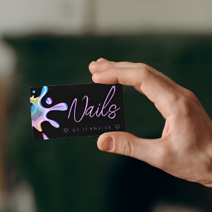 Cartão De Visita Esmalte Holográfico Splash Drip Unhas Código QR Pr