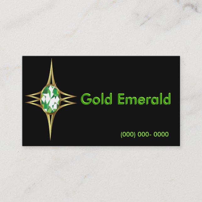 Cartão de visita esmeralda e Dourado do logotipo (Frente)