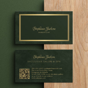 Cartão De Visita Esmeralda esmeralda verde-ouro e luxo de código QR