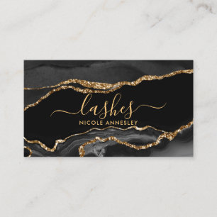 Cartão De Visita Especialista em beleza Tendy Black Marble Eyelash 