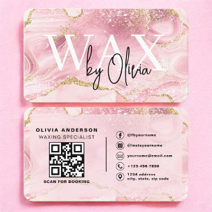 Cartão De Visita Especialista em Cera Esteticista Código QR Rosa