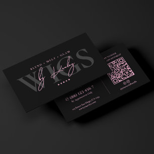 Cartão De Visita Especialista em Extensões de Cabelo Mínimas Black